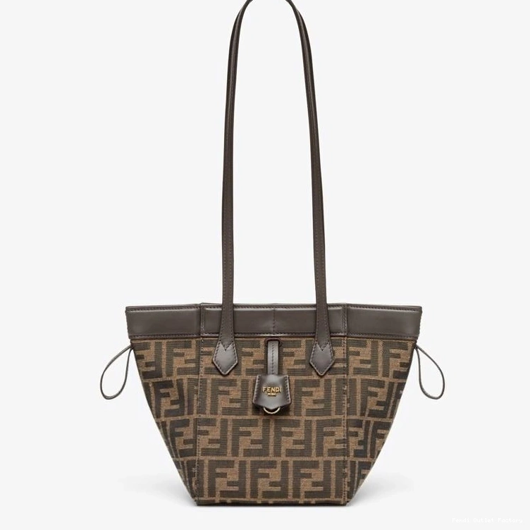 Vintage HOT FF Bag Fabric Origami Mini Motif Fendi In Brown 0731